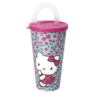 Copo Plasutil Pers C/Can Flex 430ml Hello Kitty