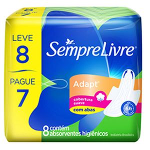 Absorvente Sempre Livre Adapt Suave Com Abas Leve 8 Pague 7