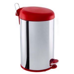 Lixeira Inox Brinox Com Pedal Vermelho 12litros