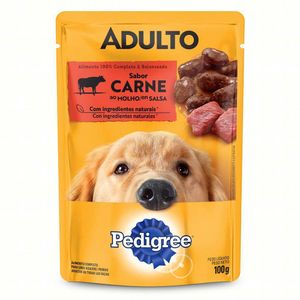 Alimento Pedigree Para Cães Adultos Raça Média E Grande Sabor Carne Ao Molho 100g
