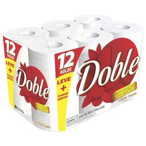 Papel Higiênico Doble Neutro Folha Dupla Skincare 30 Metros Com 12 Rolos