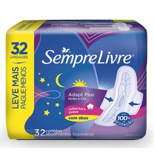 Absorvente Sempre Livre Noite E Dia Suave Com Abas Com 32 Unidades