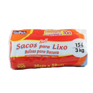 Saco Para Lixo Giopack 15l Com 100 Unidades