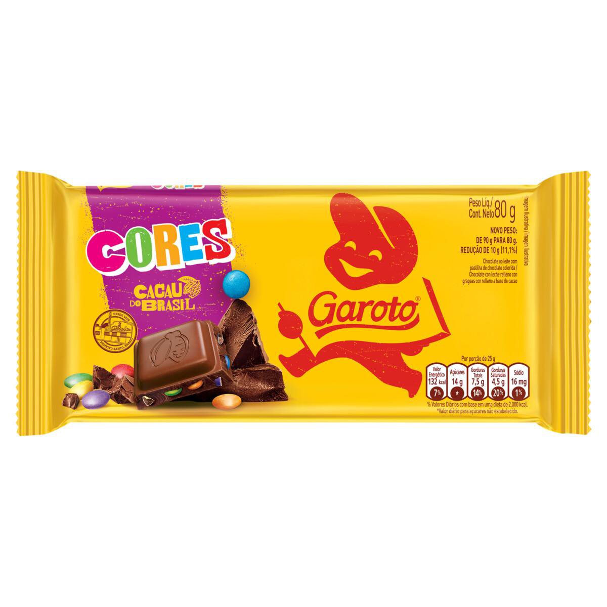 Chocolate em Barra Garoto Cores Embalagem 80g
