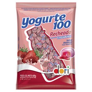 Bala Dori Yogurte100 Sabor Morango Recheada 600g