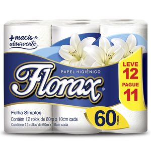 Papel Higiênico Florax Neutro Leve 12 Pague 11 60 Metros