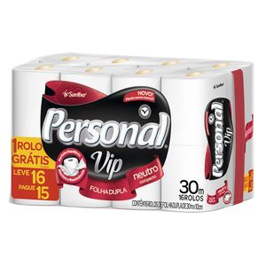 Papel Higiênico Personal Vip 30 Metros Neutro Leve 16 Pague 15