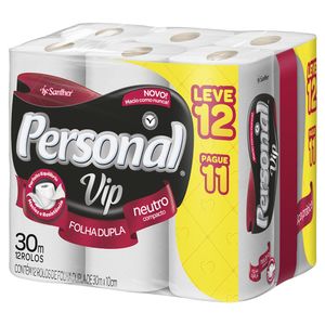 Papel Higiênico Personal Vip Folha Dupla Leve 12 Pague 11 30 Metros