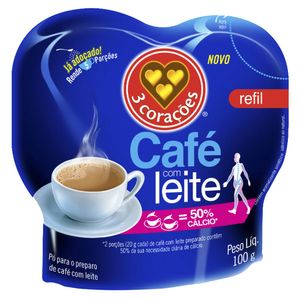 Café Solúvel 3 Corações Com Leite Sachê 100g
