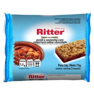 Cereais Barra Ritter Avelã Castanha Com Cobertura De Chocolate 3x25g