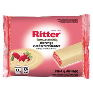 Cereais Barra Ritter De Morango E Cobertura Sabor Chocolate Branco 3x20g