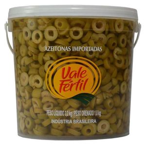 Azeitona Vale Fértil Verde Fatiada Especial Balde 1,8kg