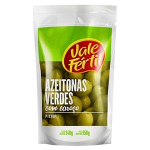 Azeitona Vale Fértil Verde Com Caroço Sachê 150g