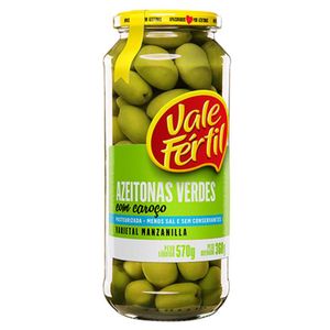 Azeitona Vale Fértil Verde Com Caroço Vidro 360g