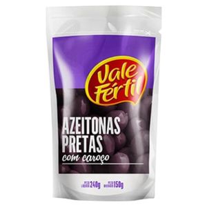 Azeitona Vale Fértil Preta Com Caroço Sachê 150g