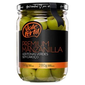 Azeitona Vale Fértil Verde Premium Manzanilla Sem Caroço Vidro 280g