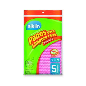 Pano Alklin Multiuso Limpeza Leve Rosa 33x50cm Com 5 Unidades