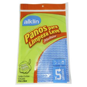 Pano Alklin Limpeza Leve Azul Com 5 Unidades 33x50cm