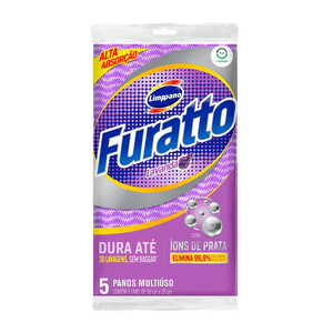 Pano Furatto Limpano Multiuso Lavanda 52x32cm Com 5 Unidades