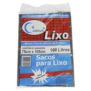 Saco Para Lixo Cosmos 100l Com 5 Unidades