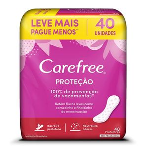 Protetor Diário Carefree Proteção Sem Perfume Com 40 Unidades