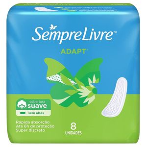 Absorvente Sempre Livre Adapt Suave Sem Abas Com 8 Unidades