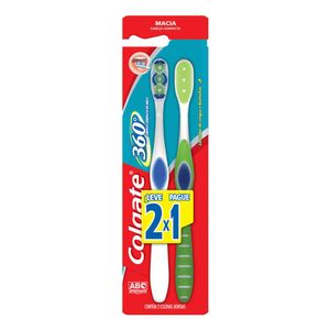 Escova Dental Colgate 360° Limpeza Completa Macia Lv2 Pg1