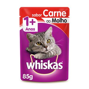 Alimento Whiskas Para Gatos Adultos Sabor Carne Ao Molho Sachê 85g