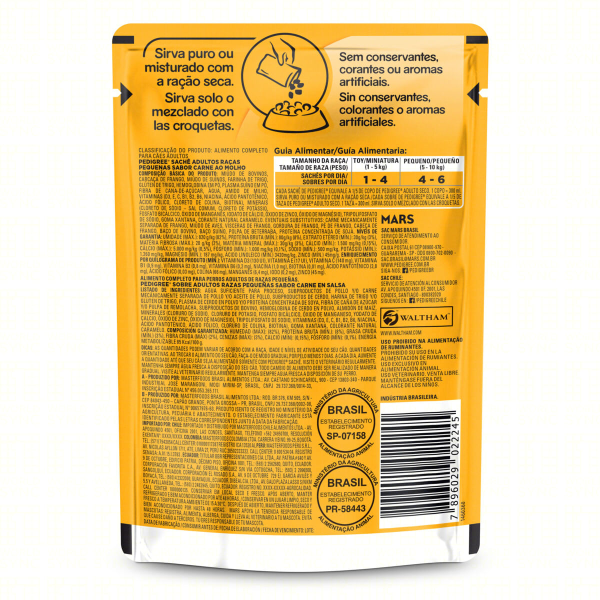Ração Pedigree Adulto Raças Pequenas Sabor Carne Ao Molho Sachê 100g