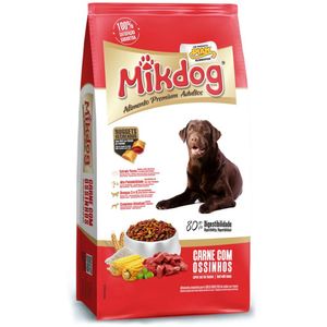 Alimento Mikdog Premium Para Cães Adultos Carne Com Ossinhos 7kg