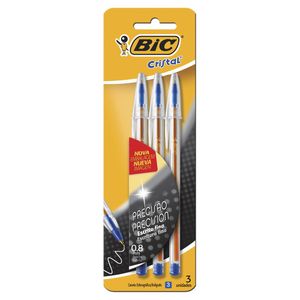 Caneta Bic Cristal Precisao Ponta Fina Com 3unidades