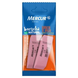 Borracha Escolar Mercur Clean Com 2 Rosa