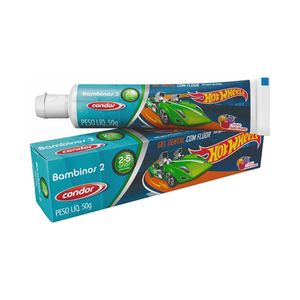 Gel Dental Condor Bambinos 2 C/Flúor 2-5 Anos 50g Hot Wheels