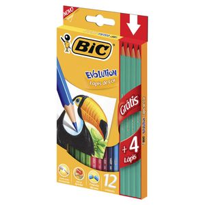 Lápis De Cor Bic Evolution 12cores Grátis 4lápis