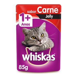 Ração Para Gato Whiskas Jelly Adulto Carne Sachê 85g