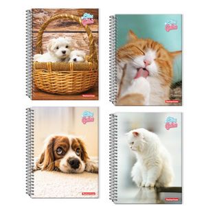 Caderno Panamericana 10 Matérias Cd Cães E Gatos 200 Folhas