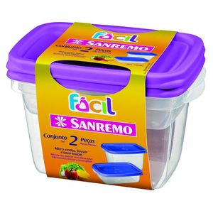 Conjunto Potes Sanremo Facil Retangular 2peças