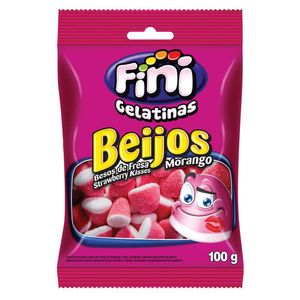 Bala Fini Gelatina 90g Beijos Morango