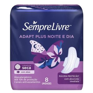 Absorvente Sempre Livre Noturno Seca Com Abas Com 8 Undades