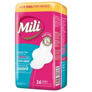 Absorvente Mili Proteçãototal Suave Com Abas Leve + Por Memos Com 16 Unidades