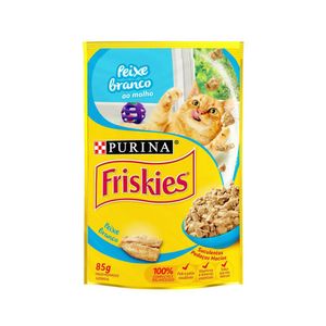 Alimento Purina Friskies Para Gatos Sabor Peixe Branco Ao Molho 85g