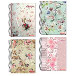 Caderno Panamericana 01 Matéria Capa Dura Floral 96 Folhas