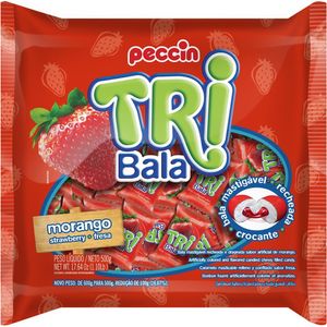 Bala Peccin Tribala Morango 500g