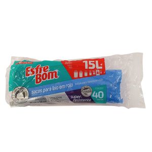 Saco Para Lixo Esfrebom Rolo 15l Com 40 Unidades