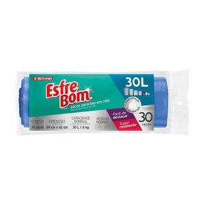 Saco Para Lixo Esfrebom Rolo 30l Com 30 Unidades