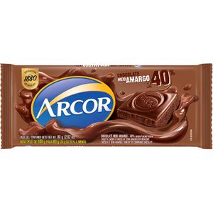 Chocolate Arcor Barra Meio Amargo 40% Cacau 80g