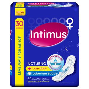 Absorvente Intimus Gel Noturno Suave Com Abas Com 30 Unidades