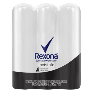 Desodorante Rexona Aerossol Men 150ml Invisible Com 3 Unidades