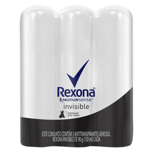 Desodorante Rexona Aerossol Men 150ml Invisible Com 3un