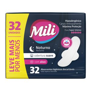 Absorvente Mili Noturno Suave Com Abas Com 32 Unidades Leve Mais Pague Menos